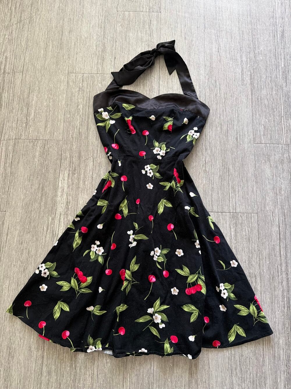 Cherry Print Halter Neck Dress - Picture 1 of 7